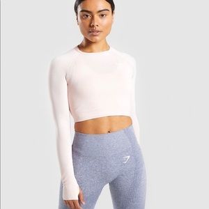 Gymshark Vital Long Sleeve Crop Top - Blush Nude Marl